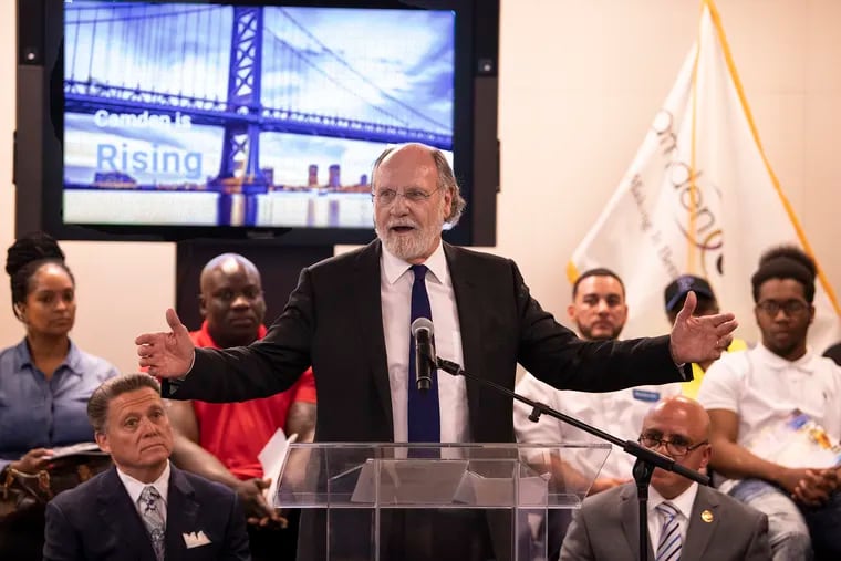 Jon Corzine, former governor of New Jersey, speaks during a press conference at the Governor James J. Florio Center For Public Service in Camden Thursday, May 16, 2019. Florio also spoke.