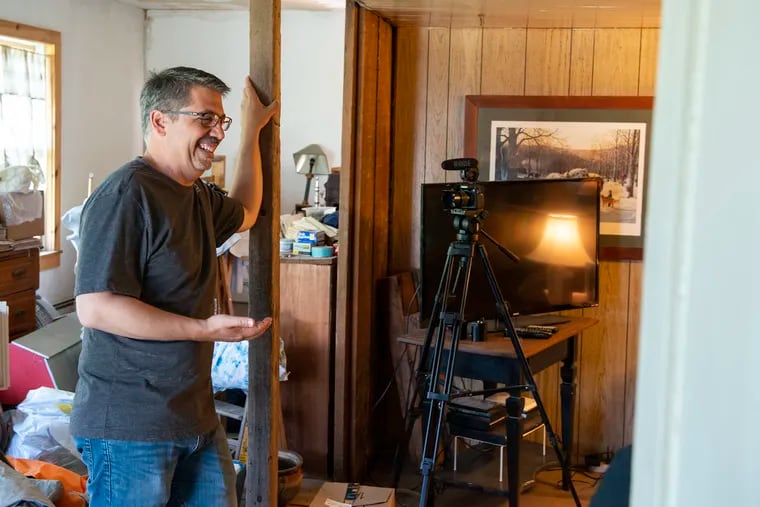 Director Mark Polonia on the set of his new film, "Return to Splatter Farm," in Stony Fork, Pa.