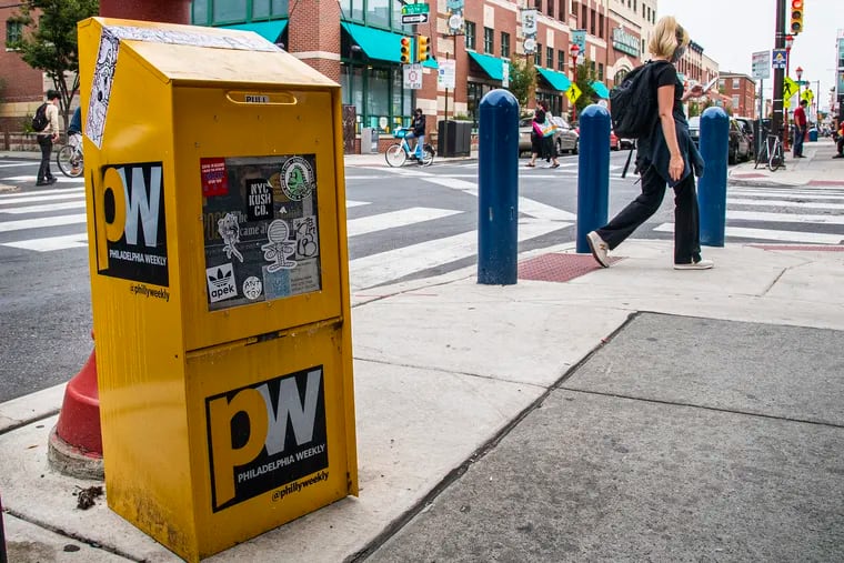 A Philadelphia Weekly newspaper box.