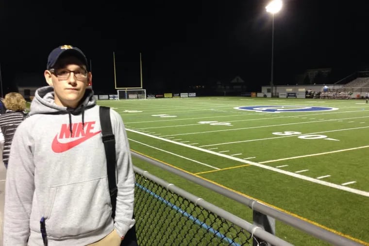 Tom Irvine, 18, is a senior at Quakertown Community High School and the leader of the student section at football games. The racial incident “really set us back, as a community,” he said.