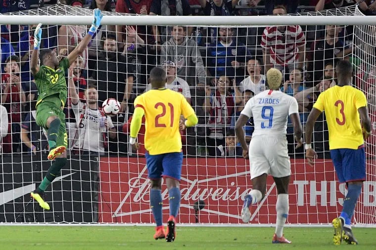 Gyasi Zardes's shot from about 25 yards deflected off a defender, looped over a 6-foot-5 goalkeeper and ricocheted in off the crossbar in the 81st minute, giving the U.S. a 1-0 exhibition win over Ecuador.