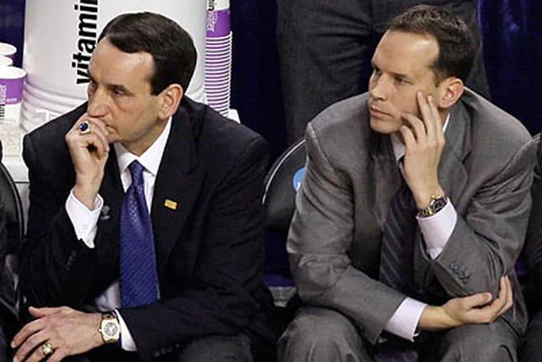 Chris Collins (right) is keeping tabs on Sixers and Team USA forward Andre Iguodala. (AP Photo/Elise Amendola)
