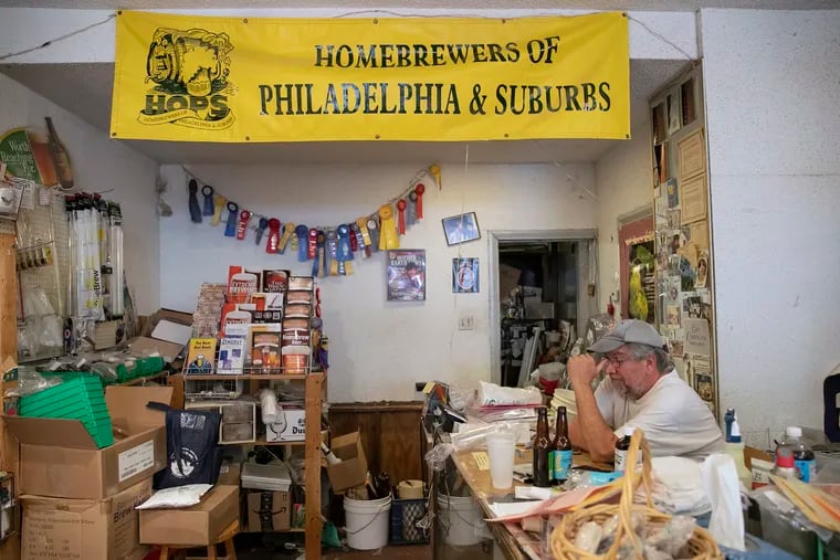 George Hummel, co-owner of Home Sweet Homebrew along with Nancy Rigberg, sits inside the store at 2008 Sansom in Center City, Philadelphia on Tuesday, Aug. 27, 2019. The store, which Hummel said has been open since 1986, will be closing.