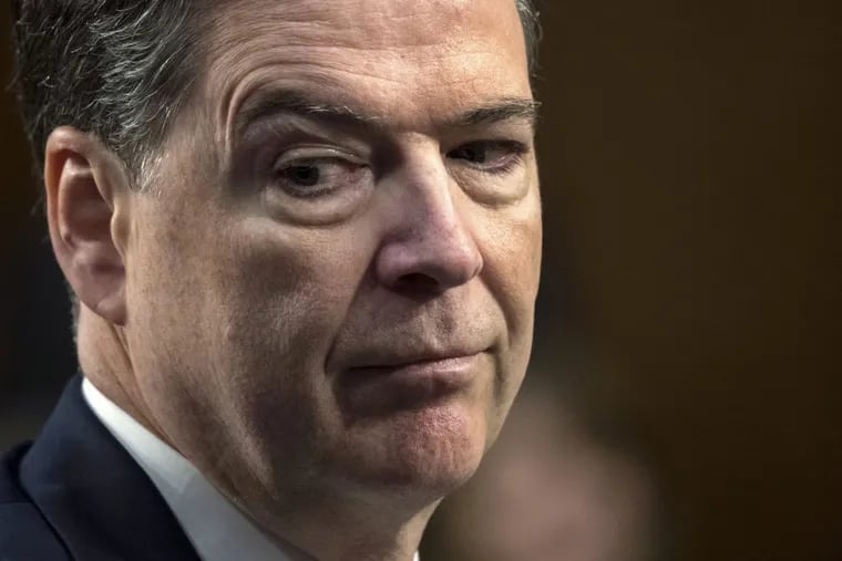 Former FBI director James Comey testifies before the Senate Intelligence Committee on Thursday,.