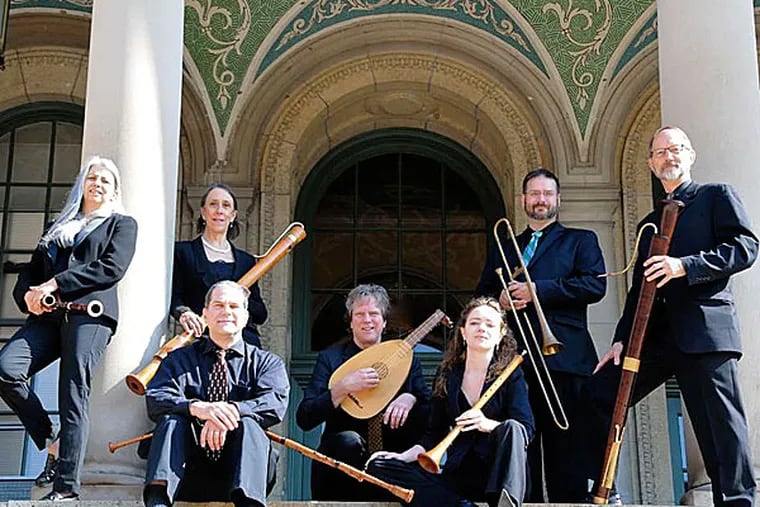 Piffaro, the Renaissance Band: (from left) Christa Patton, Joan Kimball, Tom Zajac, Grant Herreid, Priscilla Herreid, Greg Ingles, and Bob Wiemken. (KATRYN TALBOT)