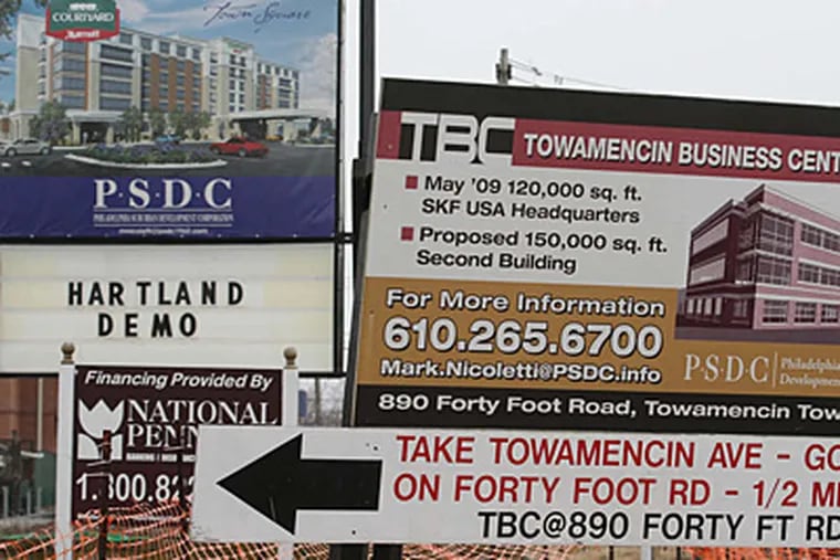 Philadelphia Suburban Development Corp.'s projects at the Towamencin Township crossroads include corporate headquarters, apartments, and a satellite college building.