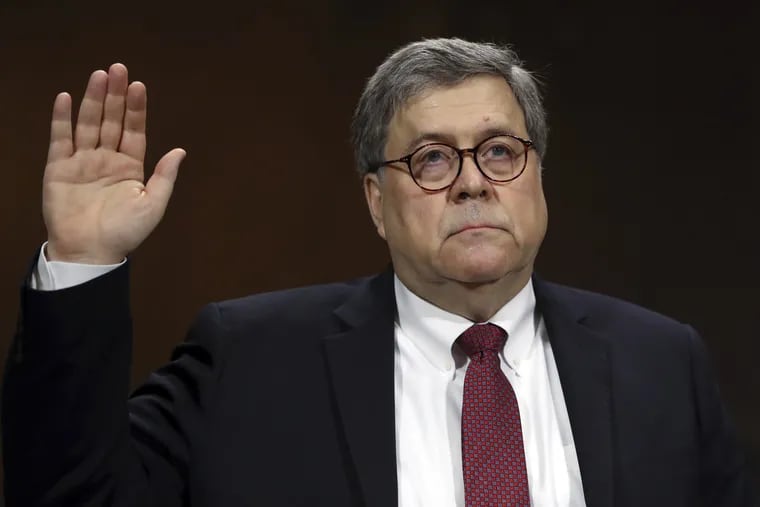 Attorney General William Barr is sworn in to testify before the Senate Judiciary Committee hearing on Capitol Hill in Washington, Wednesday, May 1, 2019, on the Mueller Report.