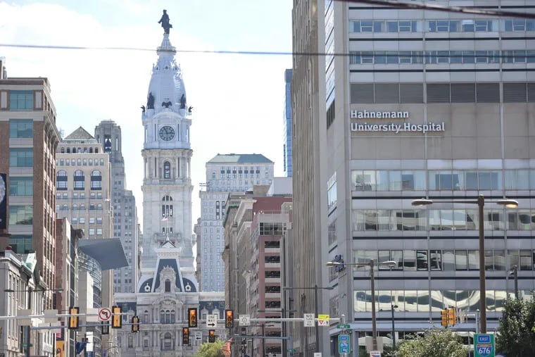 A view of Hahnemann University Hospital located at Broad and Vine Streets.