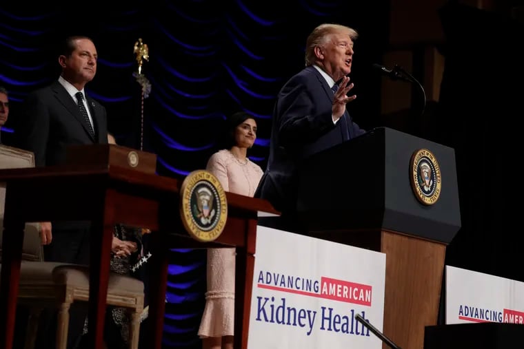 President Donald Trump speaks during an event on kidney health at the Ronald Reagan Building and International Trade Center in Washington. The U.S. government proposed new rules Tuesday, Dec. 17, to increase organ transplants. The proposals come after Trump in July ordered a revamping of the nation's care for kidney disease that included spurring more transplants of kidneys and other organs.