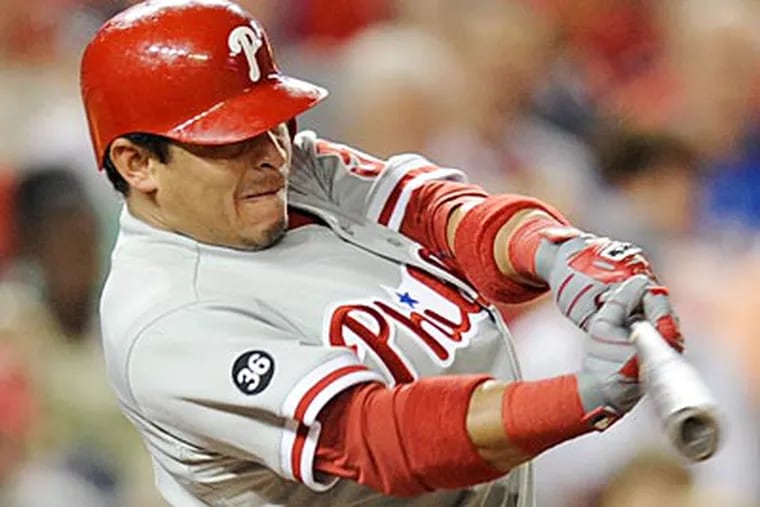 Carlos Ruiz went 8-15 with five extra-base hits and six RBIs last series against the Marlins. (AP file photo / Nick Wass)