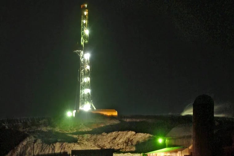 A natural-gas drill rig in Pennsylvania’s Marcellus Shale region.