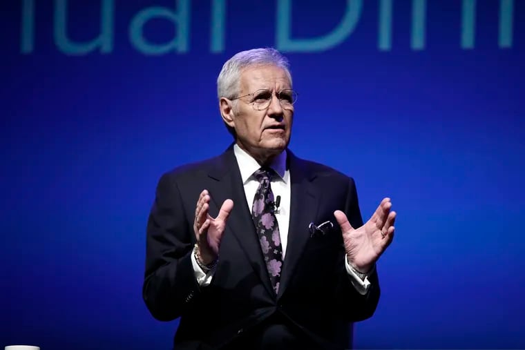 In this Oct. 1, 2018, photo, moderator Alex Trebek speaks during a gubernatorial debate between Democratic Gov. Tom Wolf and Republican Scott Wagner in Hershey, Pa. Jeopardy!" host Trebek says he has been diagnosed with advanced -four pancreatic cancer. In a video posted online Wednesday, March 6, 2019, Trebek said he was announcing his illness directly to "Jeopardy!" fans in keeping with his long-time policy of being "open and transparent." (AP Photo/Matt Rourke)