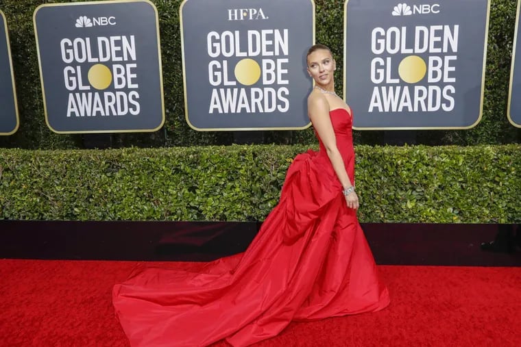 Scarlett Johansson arrives at the 77th Golden Globe Awards at the Beverly Hilton on Jan. 5, 2020, in Los Angeles.