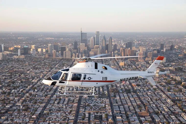 Leonardo's AgustaWestland Philadelphia Corp.'s factory at Northeast Philadelphia Airport has won a contract to build these TH-73A training helicopters for the U.S. Navy. The company is one of three big helicopter makers that build and sometimes test their craft around the region