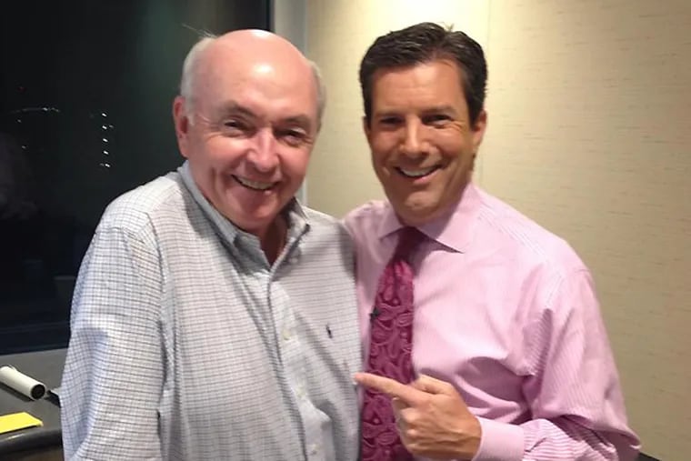 Bob Kelly of CBS3 (right) with KYW's Harry Donahue.