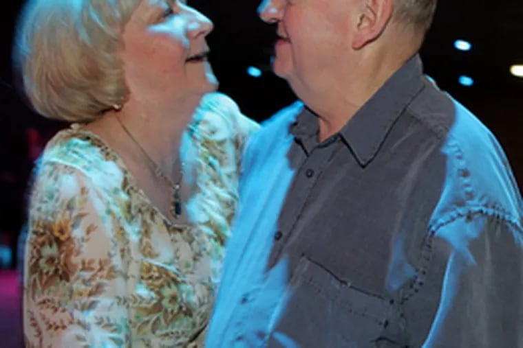 Cha-cha man Dave Leidy of Collingswood and his regular partner, Dot Perry of Bellmawr, take a turn around the newly rebuilt Stardust Ballroom with its &quot;floating&quot; dance floor.