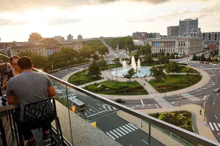 Assembly Rooftop Lounge atop the Logan Hotel offers views of Logan Circle and the Benjamin Franklin Parkway.
