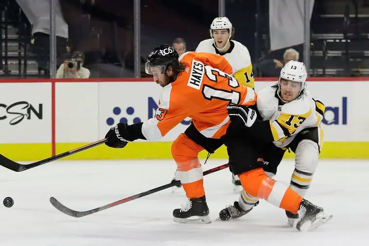 Flyers center Kevin Hayes entered Saturday tied for the team lead with five assists, but his coach is looking for him to focus a little more on defense.