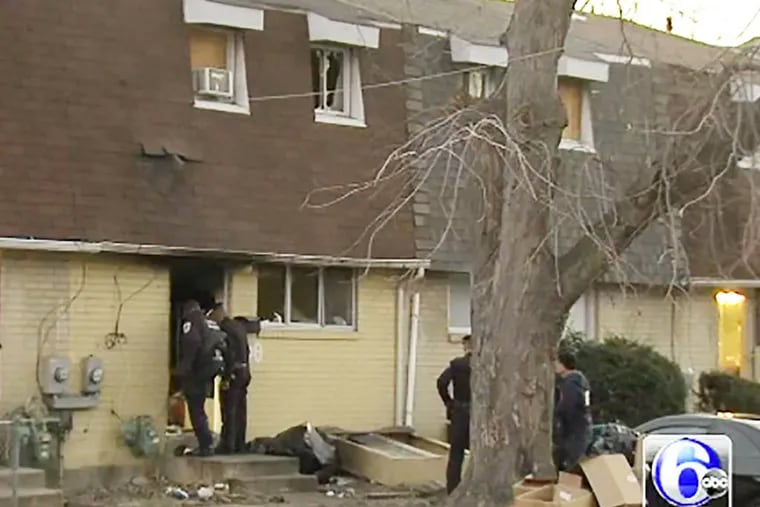 The exterior of a home that was the site of a fire in Camden on Wednesday New Year's Eve. (Courtesy of 6ABC)
