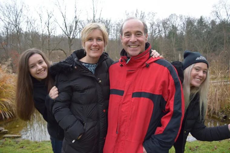 Bruce Horovitz and his wife, Evelyne, with daughters Rebecca (left) and Rachel, had been on vacation when he was sidelined by an outbreak of a rare form of shingles targeting his middle ear.