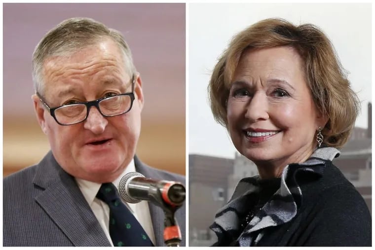 Mayor Kenney (left) supports studying a potential merger of the city’s two marketing agencies. The examination comes as Meryl Levitz (right), the longtime CEO of Visit Philadelphia, is set to retire.