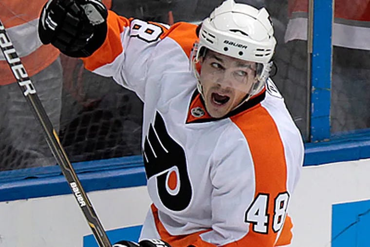 Despite leading the Flyers in goals, Danny Briere was not selected as an all-star.  (AP Photo/John Bazemore)