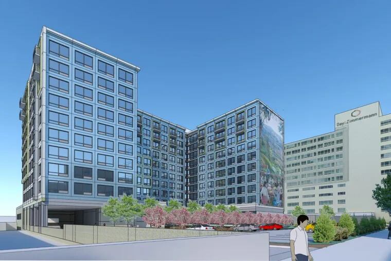 Artist’s rendering of first phase of the Hamilton apartment complex on a Community College of Philadelphia-owned lot at 440 N. 15th St.