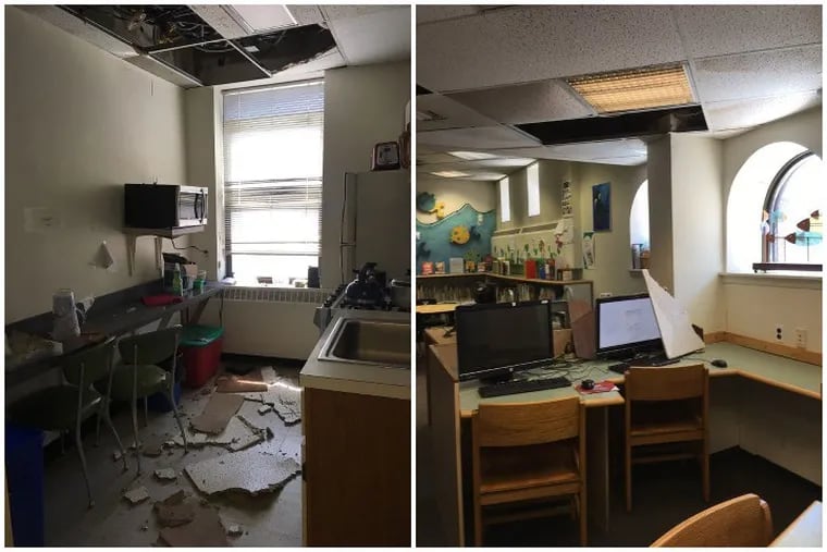 Multiple parts of the roof at Fishtown Community Library caved in on Monday, May 6, 2019. It's indicative of the vast building, facility issues neighborhood libraries face each day.