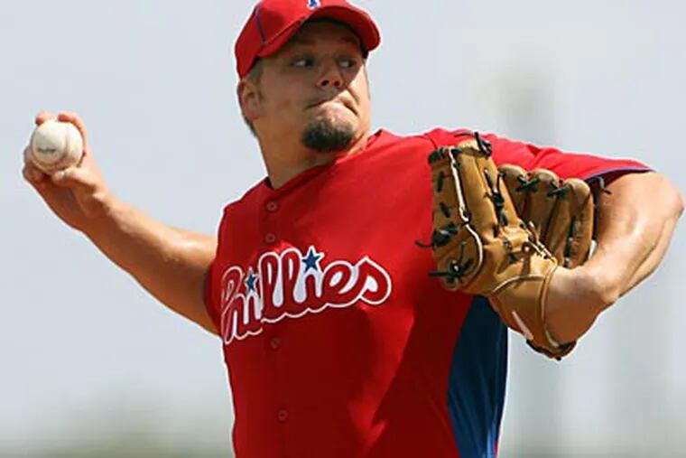 In 6 2/3 innings this spring, Joe Blanton has allowed two runs and six baserunners. (Yong Kim/Staff Photographer)