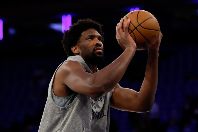 Sixers center Joel Embiid has been fighting through injury for most of the series against the Knicks.
