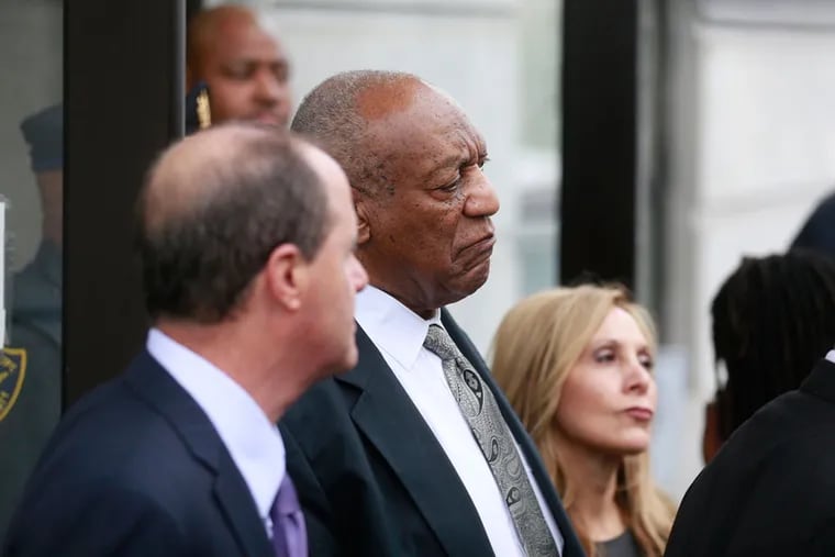 Bill Cosby leaves the Montgomery County Courthouse in 2017. The Pennsylvania Supreme Court overturned Cosby's conviction on Wednesday and ordered for him to be immediately released from prison.