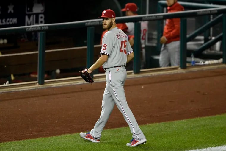 The Phillies lost a game started by Zack Wheeler for the second straight time Monday night in Washington.