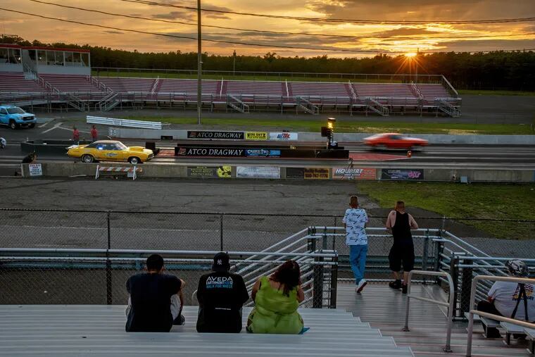 At Atco Dragway, a dozen or so spectators sat in stands that can easily hold hundreds, watching everything from BMWs to Harley Davidson motorcycles tear down the track on a Tuesday evening in July.  The quarter-mile drag strip could be closing after 60 years, with the possibility that it will be redeveloped as an auto auction facility.