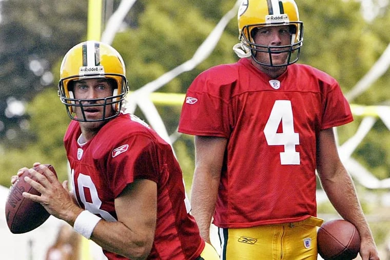 Philadelphia Eagles coach Doug Pederson, was Brett Favre’s teammate and backup quarterback with the Green Bay Packers.