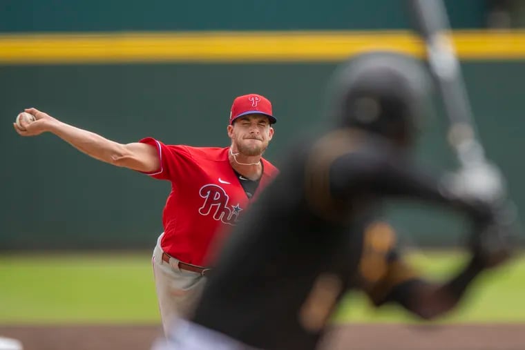 Phillies pitcher Aaron Nola gave up two solo homers in three innings of a rain-shortened 3-3 tie with the Pirates on Thursday in Bradenton, Fla.