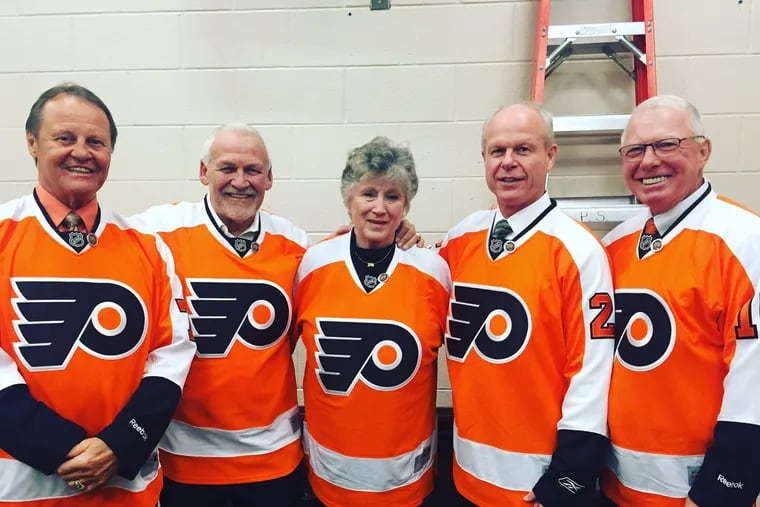 Bobby Clarke (far right) had some interesting comments regarding Ron Hextall on Tuesday.