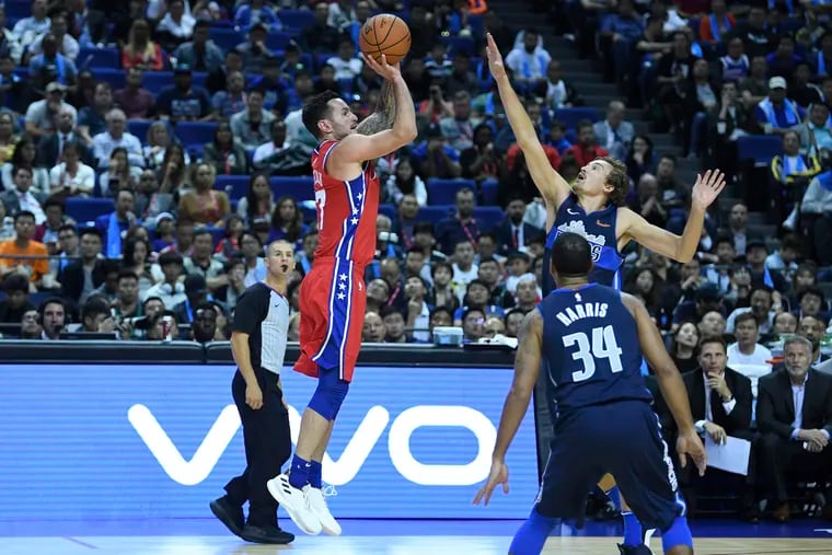 JJ Redick was 10-for-10 from three-point range in the Sixers' preseason win over the Dallas Mavericks in China.