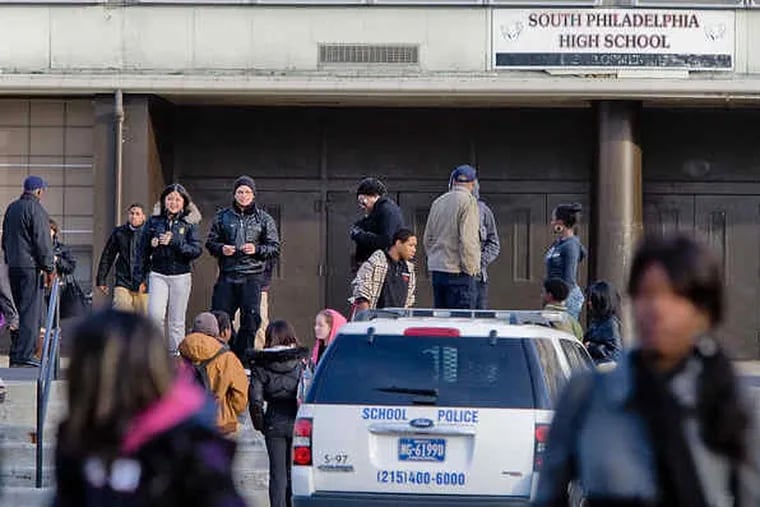 City and school police were on hand at South Philadelphia High School during afternoon dismissal because rumors had spread that there would be another attack on Asian students.