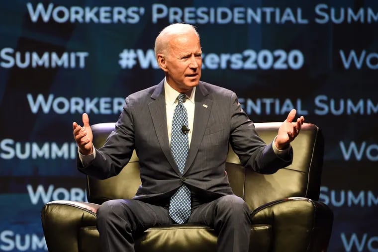 Former Vice President Joe Biden, who was in Philadelphia Monday for a fund-raiser, speaks at the "Workers' Presidential Summit" at the Convention Center last Tuesday.