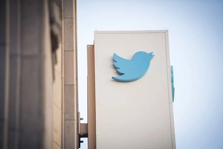 The Twitter logo is displayed outside the company's headquarters in San Francisco.