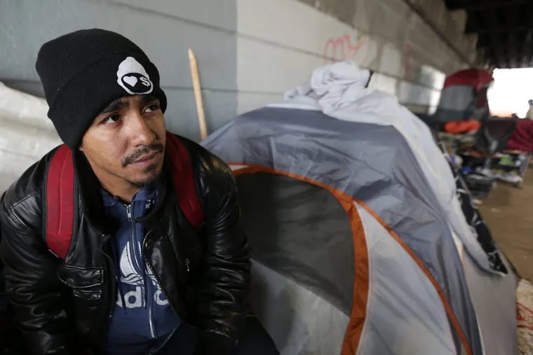Salvatore Gonzalez lives under the bridge at Kensington and Lehigh. He said he would try to find another place to live after the city has given the homeless living under the bridge until May 30 to leave.