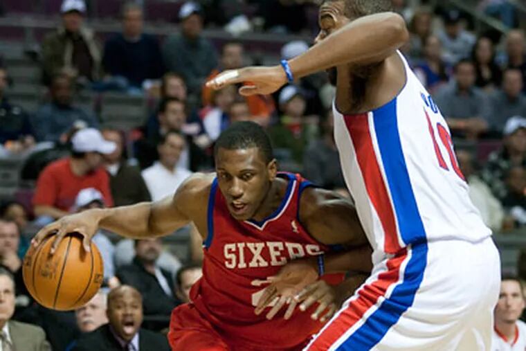 Thaddeus Young scored 12 of his 20 points against the Pistons in the second quarter. (Duane Burleson/AP)