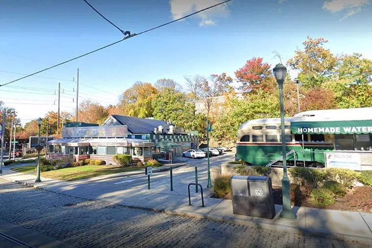 Trolley Car Diner and its related ice cream shop (right) on the 7600 block of Germantown Avenue.