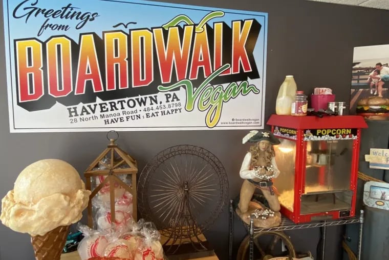 Boardwalk Vegan, 28 N. Manoa Rd
 Havertown, has a Jersey Shore theme in its dining room.