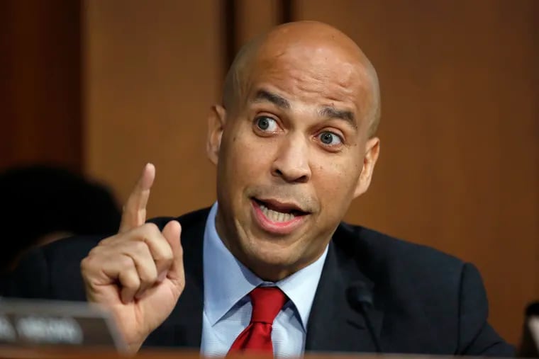 In this Thursday, Sept. 6, 2018, file photo, Sen. Cory Booker, D-N.J., speaks on Capitol Hill in Washington. As the 2020 presidential primary takes shape, almost no policy is too liberal for Democrats fighting to win over their party’s base. Booker, who is expected to launch his presidential campaign in early 2019, has sponsored legislation to create a federal jobs guarantee program in several communities across America.