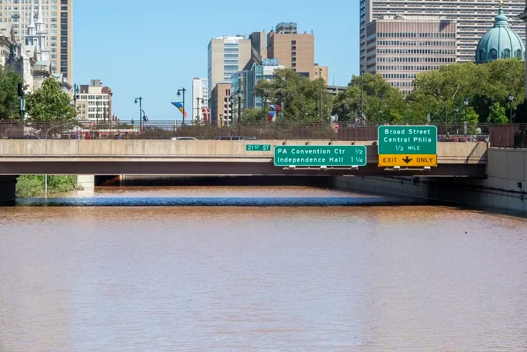 The Schuylkill flooded the Vine Street Expressway after Hurricane Ida last September. State officials say climate change has increased precipitation during heavy rains in Pennsylvania by 10 percent since 1910.