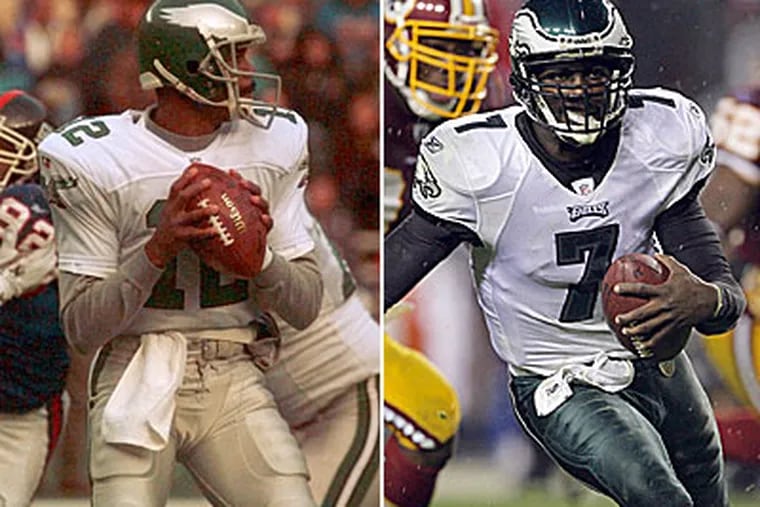 Michael Vick's play has drawn comparisons to former Eagles QB Randall Cunningham. (AP and Staff Photos)