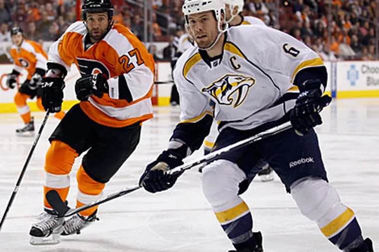 Defenseman Shea Weber spent parts of nearly 3 days in Philly, touring the Flyers' facility and meeting executives. (Yong Kim/Staff file photo)