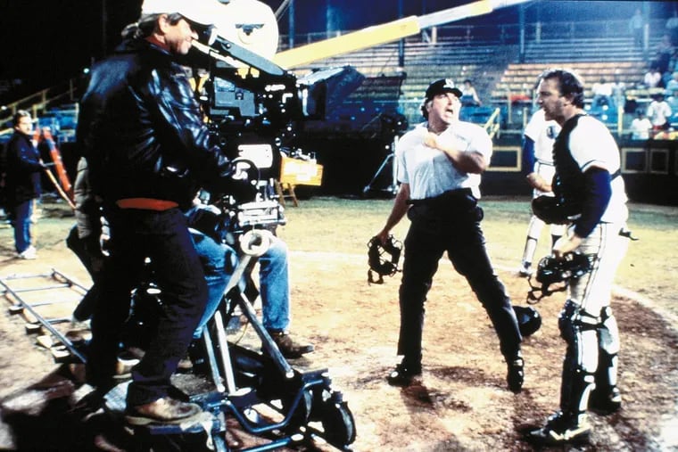 Director Ron Shelton and Kevin Costner are seen in "Bull Durham."