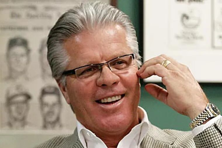 Phillies bench coach Pete Mackanin interviewed for the vacant Red Sox manager position on Monday. (Winslow Townson/AP)